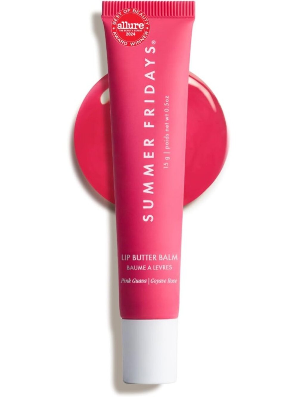 Moisturizing Lip Butter Balm - Vegan Lip Gloss for Shine & Color - Pink Guava